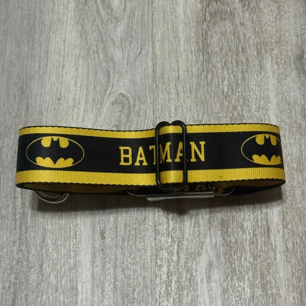 Buckle-Down Seatbelt Buckle Dog Collar - BATMAN/Logo Stripe Yellow/Black